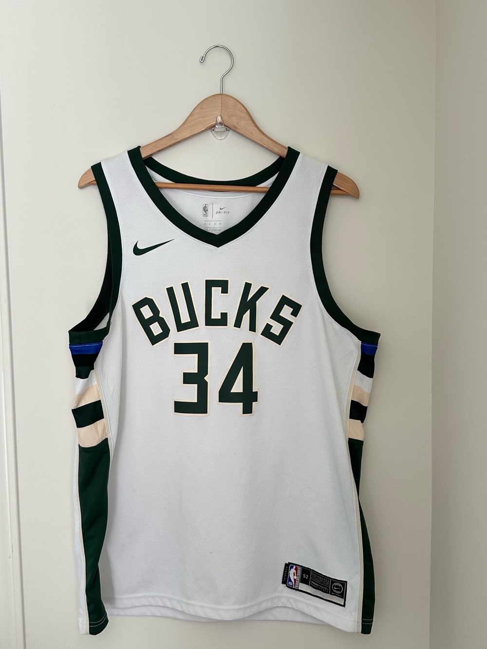 Nike White Basketball Jersey with Dark Green Trim